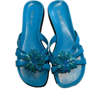 Madeline slipon sandals starfish design blue size 7 1/2 man-made material